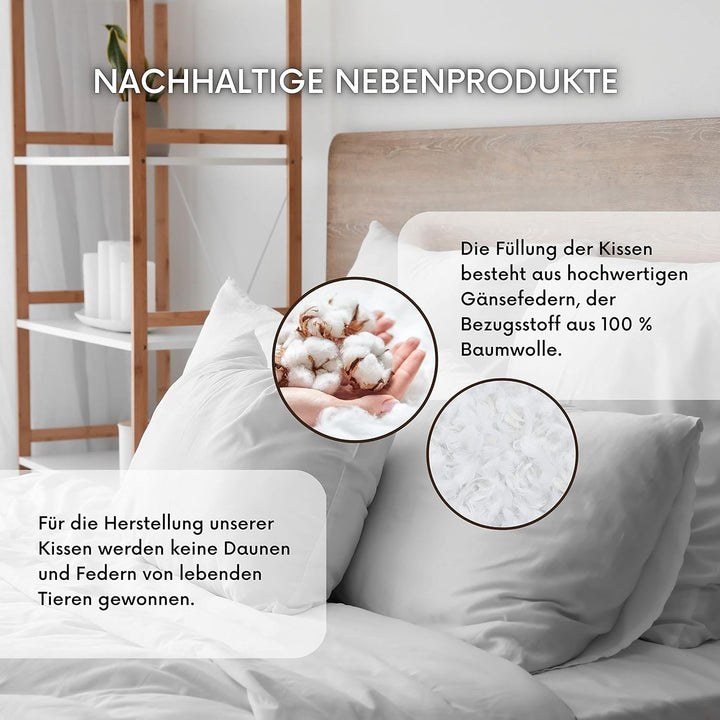 MSS e.K. Federkissen | Grösse: 20 cm x 20 cm | Füllgewicht: je 70 Gramm | 100% Baumwolle | kein Lebe