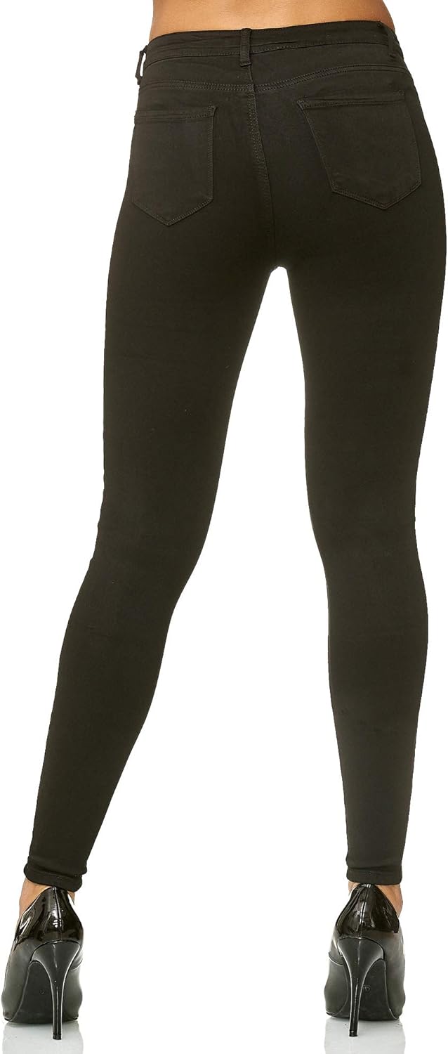 Elara Damen Slim Fit Hose Highwaist Jeans Chunkyrayan 36 Slim Schwarz, 36 Slim Schwarz