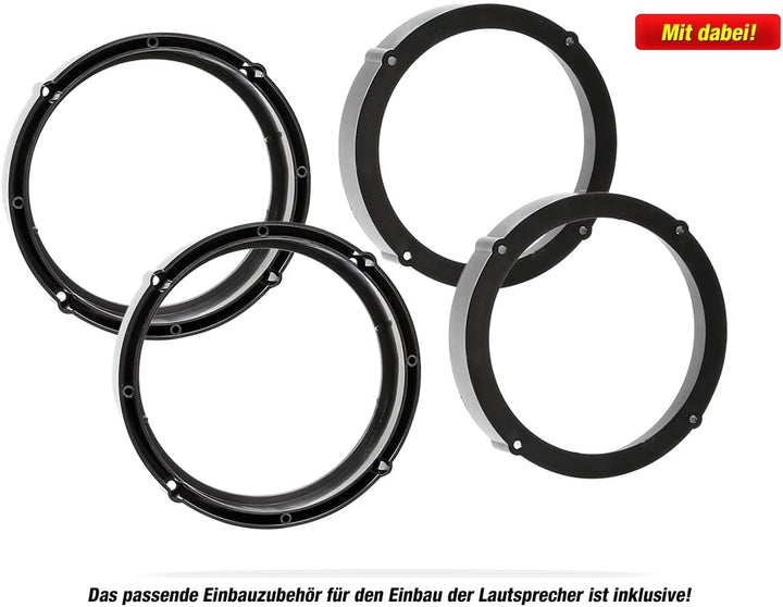 Mediadox Front/Heck 16,5cm/165mm Auto Lautsprecher/Boxen/Speaker Komplett-Set von JVC kompatibel für