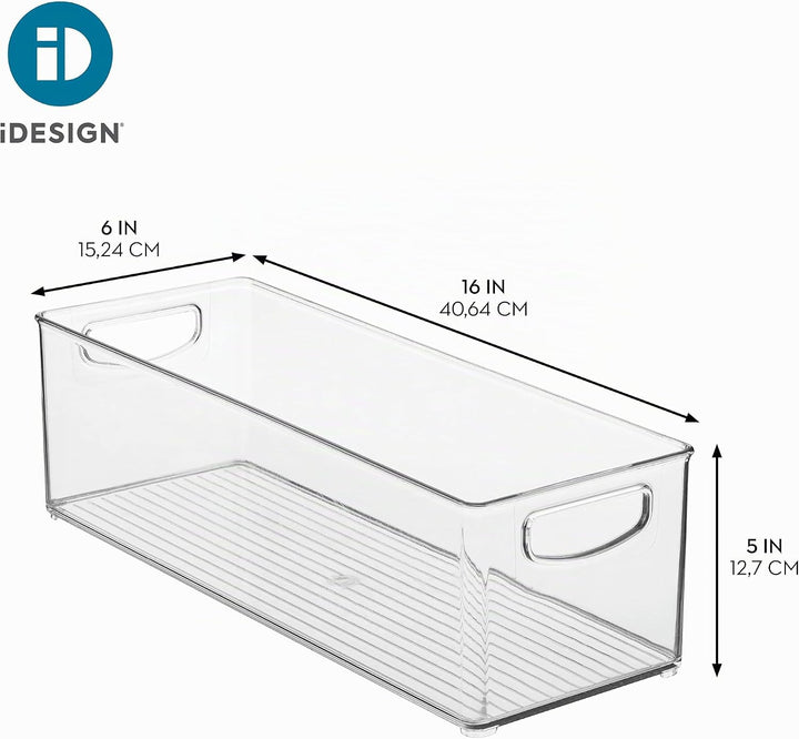 InterDesign iDesign stapelbarer Aufbewahrungskorb aus recyceltem Kunststoff mit Griffen, transparent