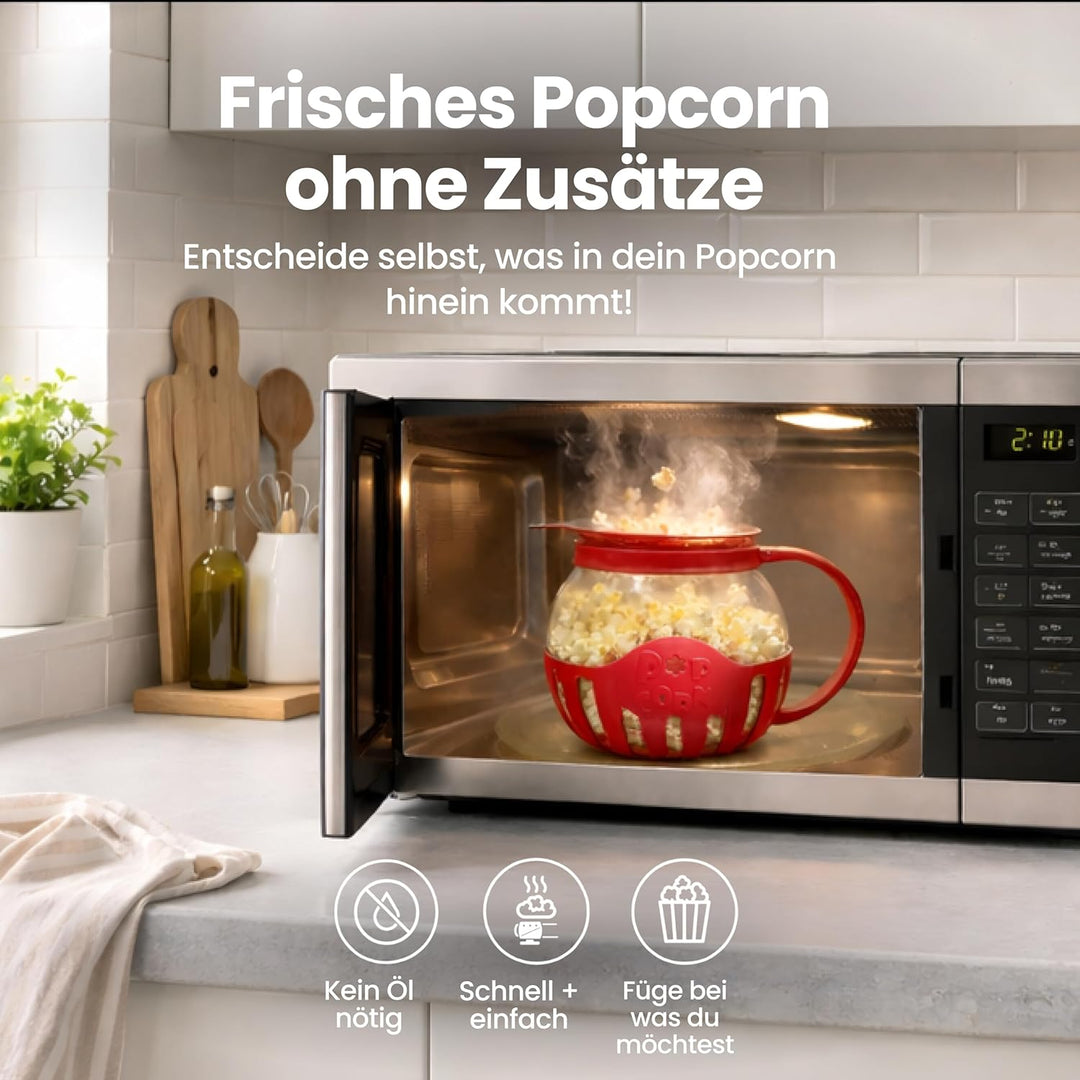 Netrox - Popcorn Maker für Mikrowelle – Glasbehälter, BPA-frei, spülmaschinengeeignet – Fettfreie Po