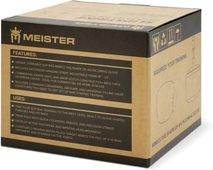 Meister SlipStrike Water-Filled Boxing Slip Bag w/Hanging Strap &amp; Carabiners Schwarz 7" Durchmesser