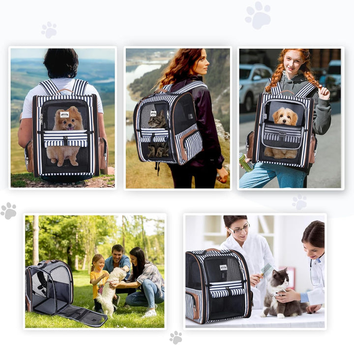 Lekespring Katzen Rucksack Hunderucksack für Grosse Katzen Hunde bis 12kg, Erweiterbar Faltbare Haus