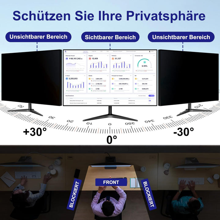 31,5 Zoll Monitor Blickschutzfilter für 16:9 Seitenverhältnis, Blendfrei Blaulichtfilter Computer Pr