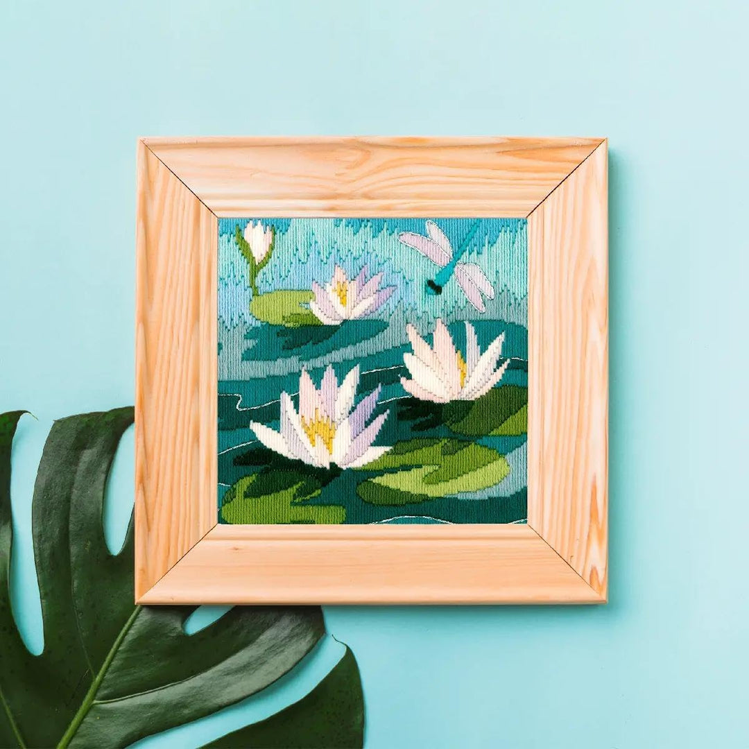 Langstich Set Motiv-Umrisse sind bedruckt "Wasserlilien"