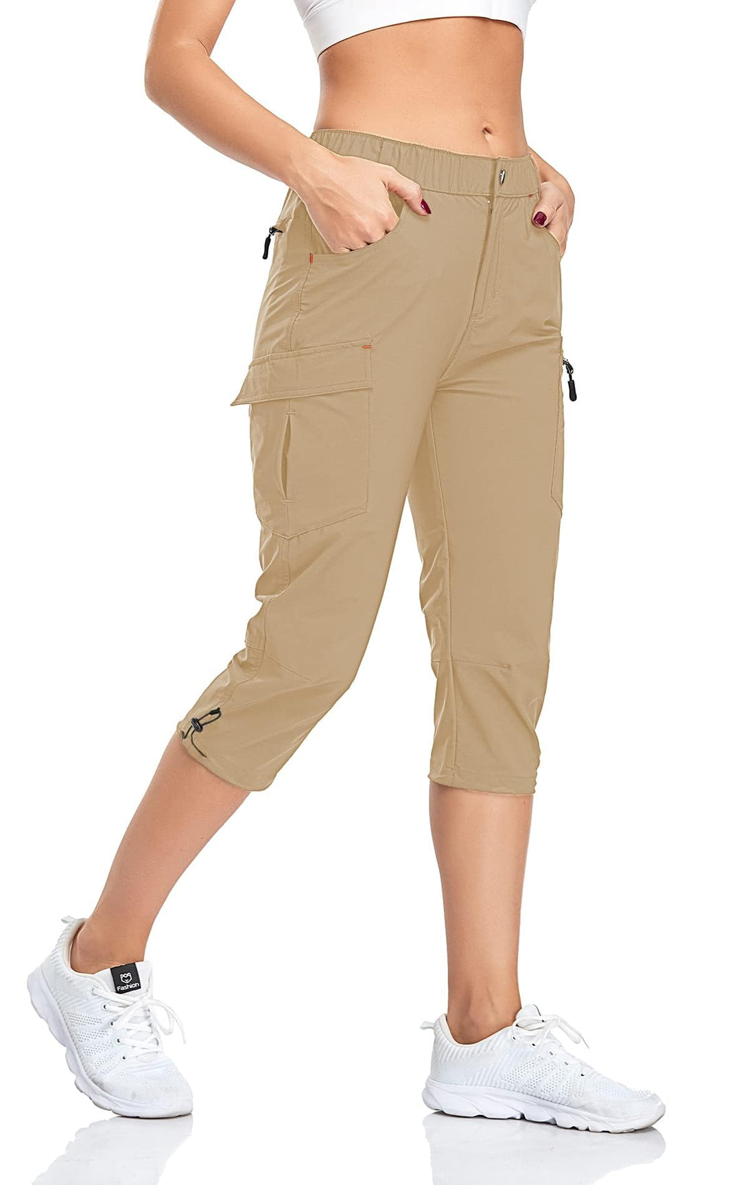 GymBrave Damen-Cargohose, schnelltrocknend, Outdoor-Camping-Caprihose, wasserabweisend, LSF 50, mit