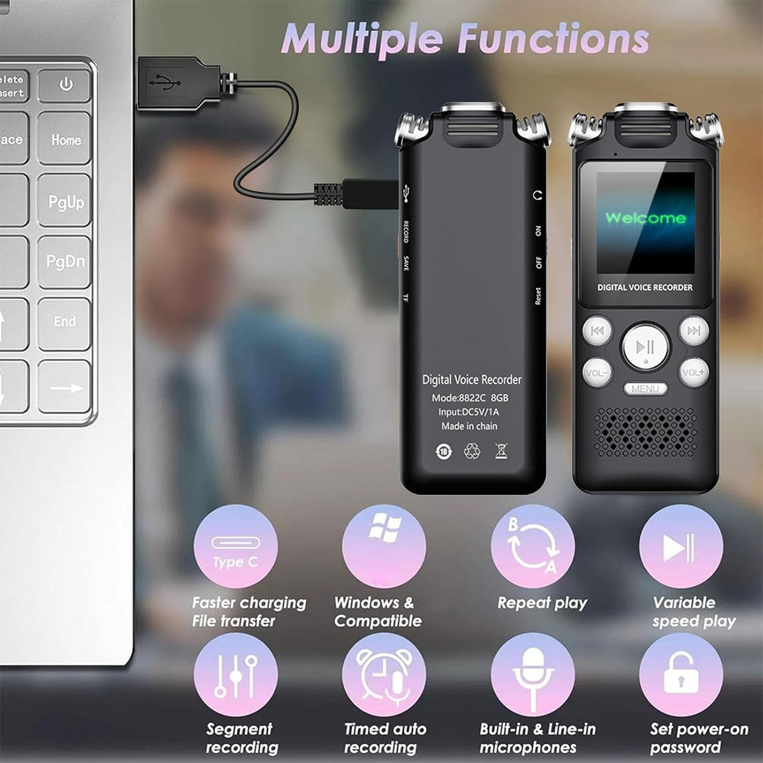 Digitaler Diktiergerät, AI-Rauschunterdrückung, Klare, 256 GB Speicher, MP3-Player, mit Automatische