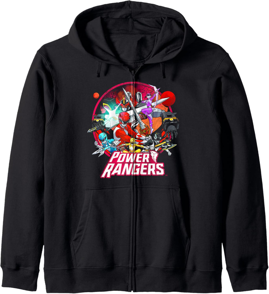 Power Rangers Vintage Comic Style Group Action Circle Kapuzenjacke