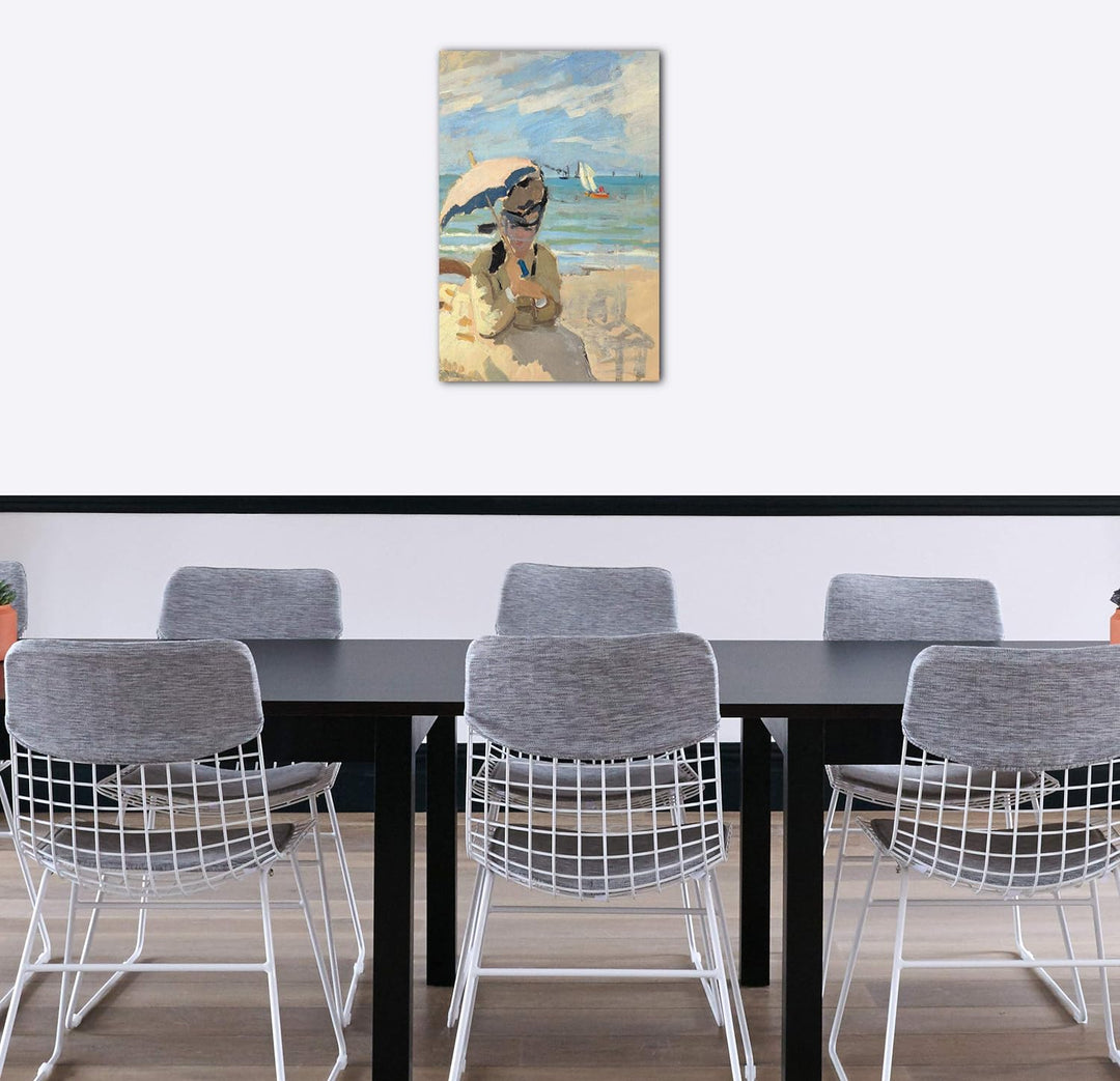 Printed Paintings Leinwand (60x80cm): Claude Monet - Camille sitzt am Strand von Trouville 60x80 cm,