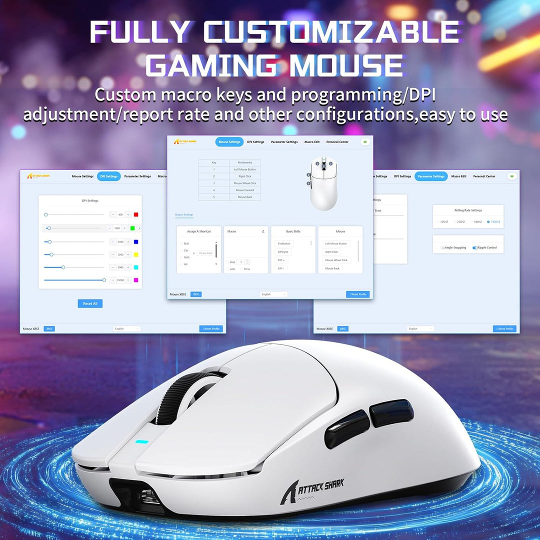 MAMBASNAKE X ATTACK SHARK X8SE 55g ultraleichte kabellose Gaming Maus–bis zu 25000 DPI,PixArt PAW331