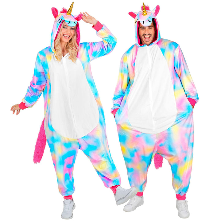 W WIDMANN MILANO Party Fashion - Tier Overall für Erwachsene, weicher Plüsch Jumpsuit mit Kapuze, Ti