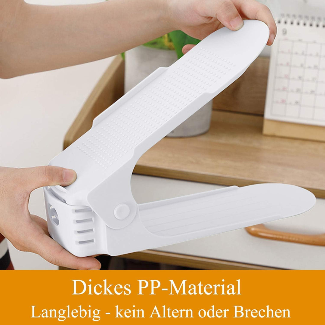 LARS360 Schuhstapler Set, Schuhhalter, Verstellbare Schuhregale aus weissem Kunststoff, Schuh-Organi