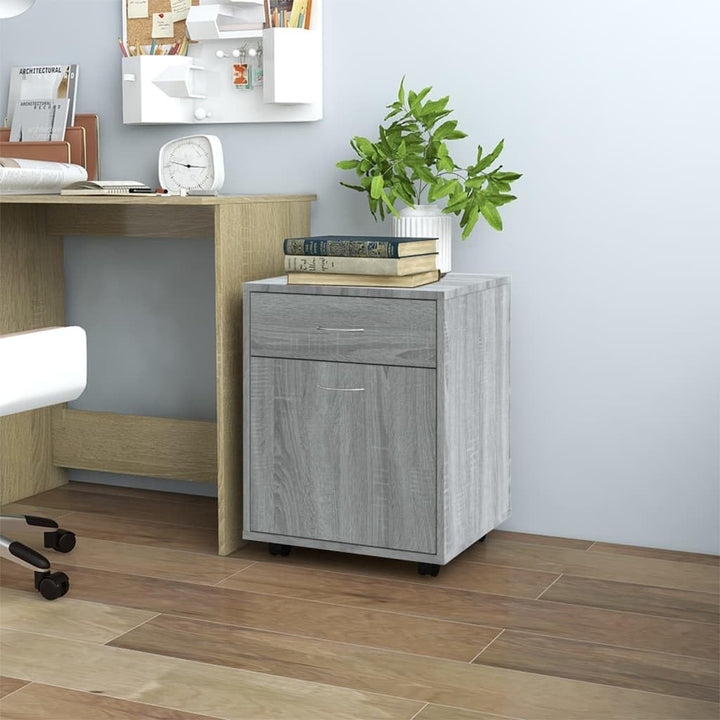 Rollcontainer mit Schublade und Tür, Büroschrank für Wohnzimmer, Schlafzimmer, Office, Robust und la