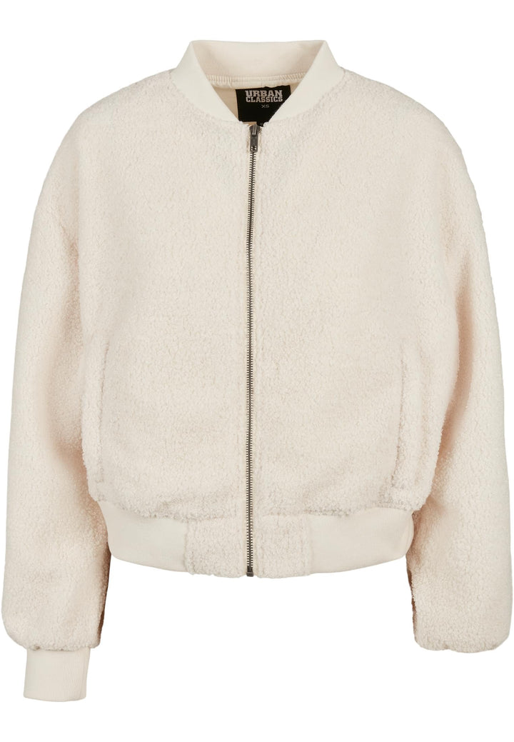Urban Classics Damen Ladies Oversized Sherpa Bomber Jacket Jacke 5XL whitesand, 5XL whitesand