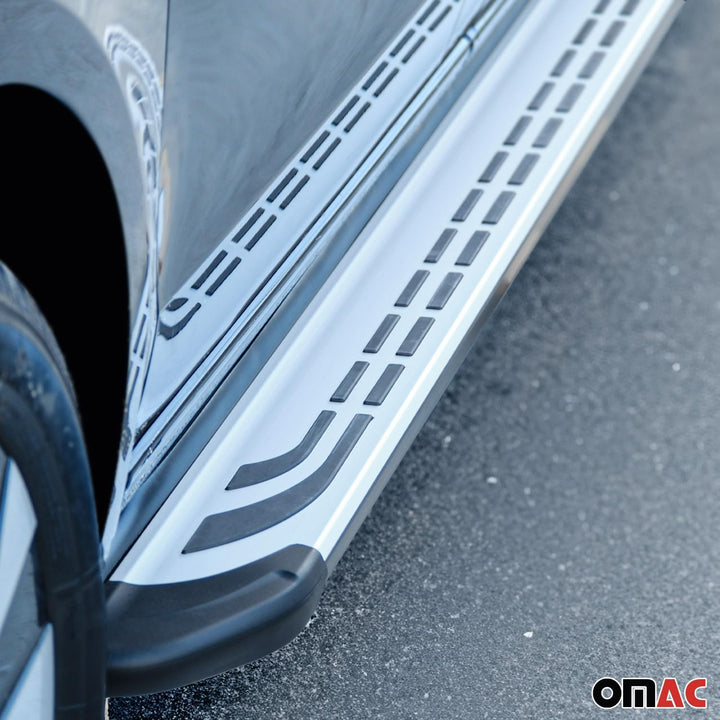 OMAC Trittbretter Seitenschweller Seitenbretter kompatibel mit Kia Sportage 4 2016-2021 Alu Schwarz-