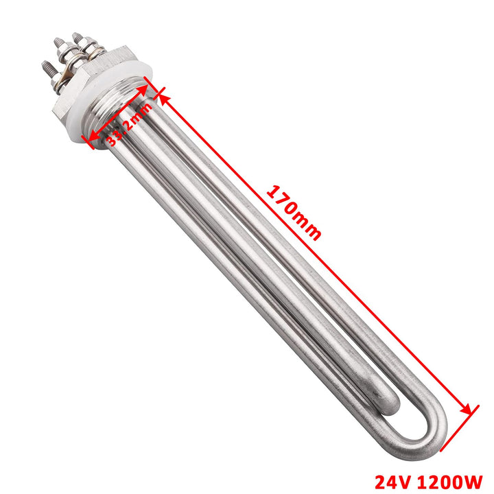 AIICIOO Heizelement Edelstahl 1 Zoll 2U 24V 1200W, 24V 1200W