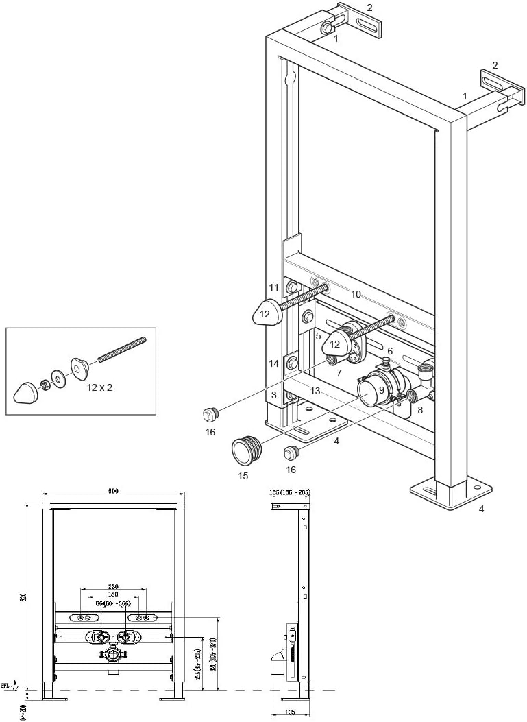 BERNSTEIN Bidet-Vorwandelement Montageelement G30013A