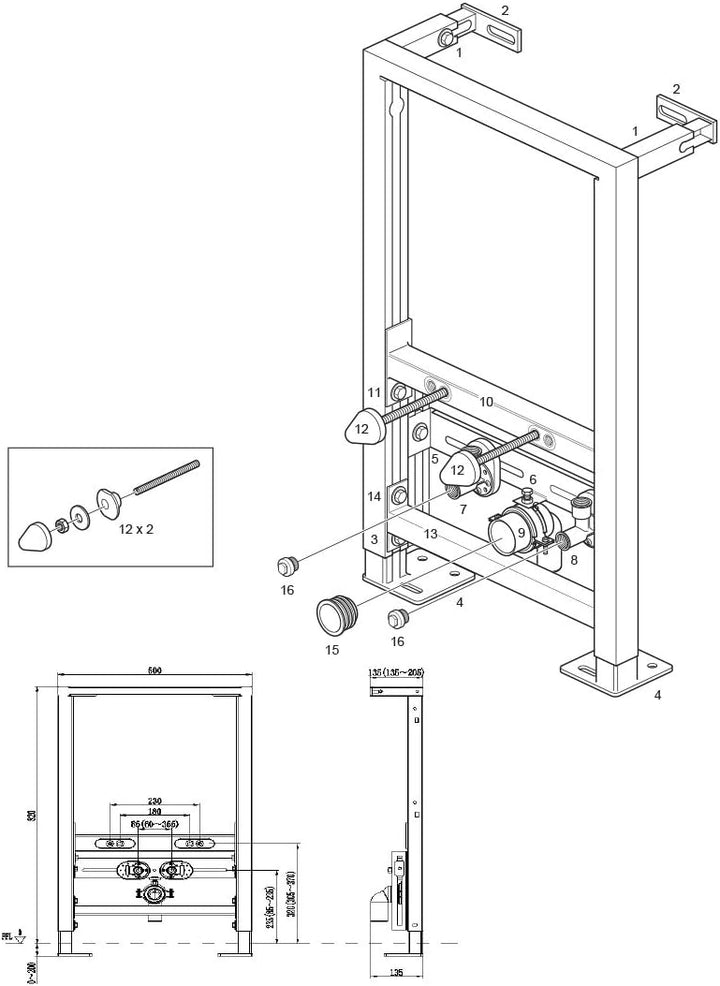 BERNSTEIN Bidet-Vorwandelement Montageelement G30013A
