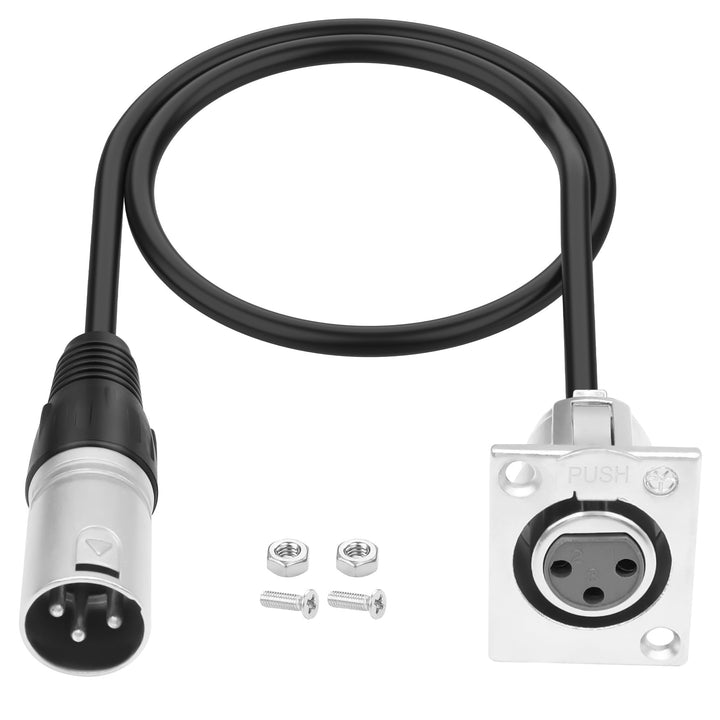 MEIRIYFA D-Typ XLR 3Pin Buchse auf Xlr Stecker Pass durch Mikrofonkabel, XLR Patch Panel Mount Steck