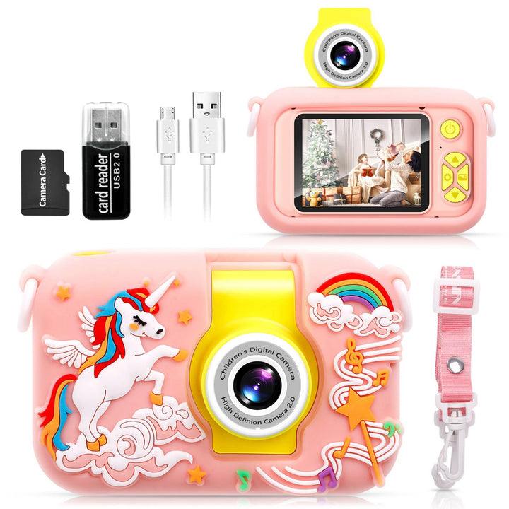 ARNSSIEN Digitalkamera für Kinder Kamera,2,4" IPS Kinderkamera mit 180°Flip | 1080P videokamera &amp; Se