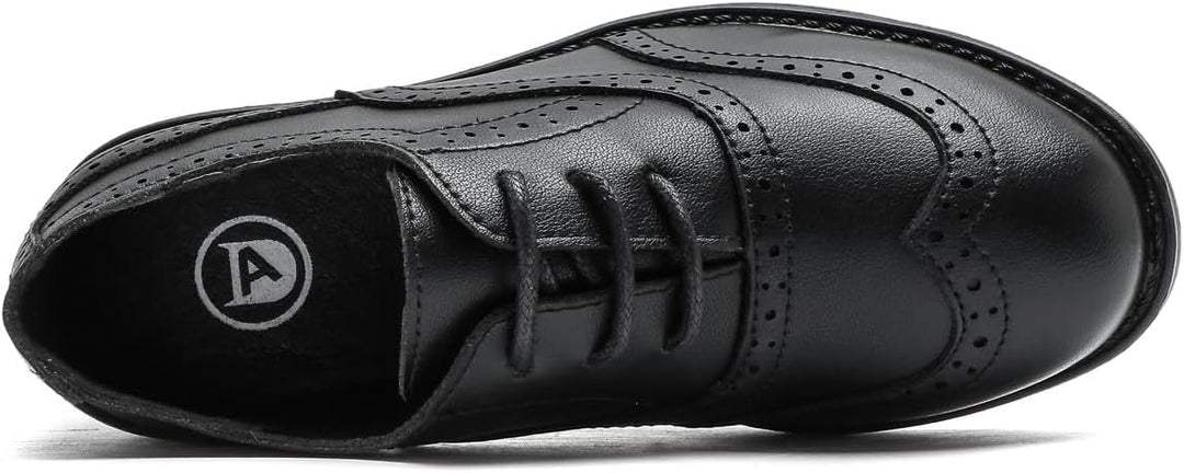 PPXID Jungen Schnürhalbschuhe Schule Oxfords Uniform Hochzeit Anzugschuhe 29 EU Schwarz, 29 EU Schwa