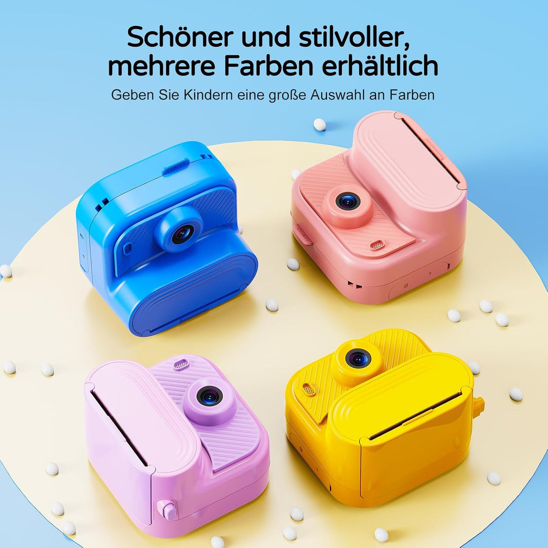 Sofortbildkamera Kinder mit Bildschirm, Druckpapier(Rosa) | Digitalkamera für Kinder mit Druckpapier