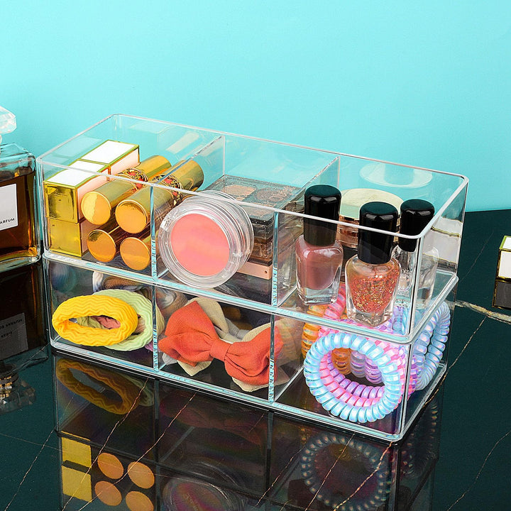 JessLab Acryl Organizer, 4er-Set Transparente Makeup Aufbewahrung für Schminktisch, Arbeitsplatte, B