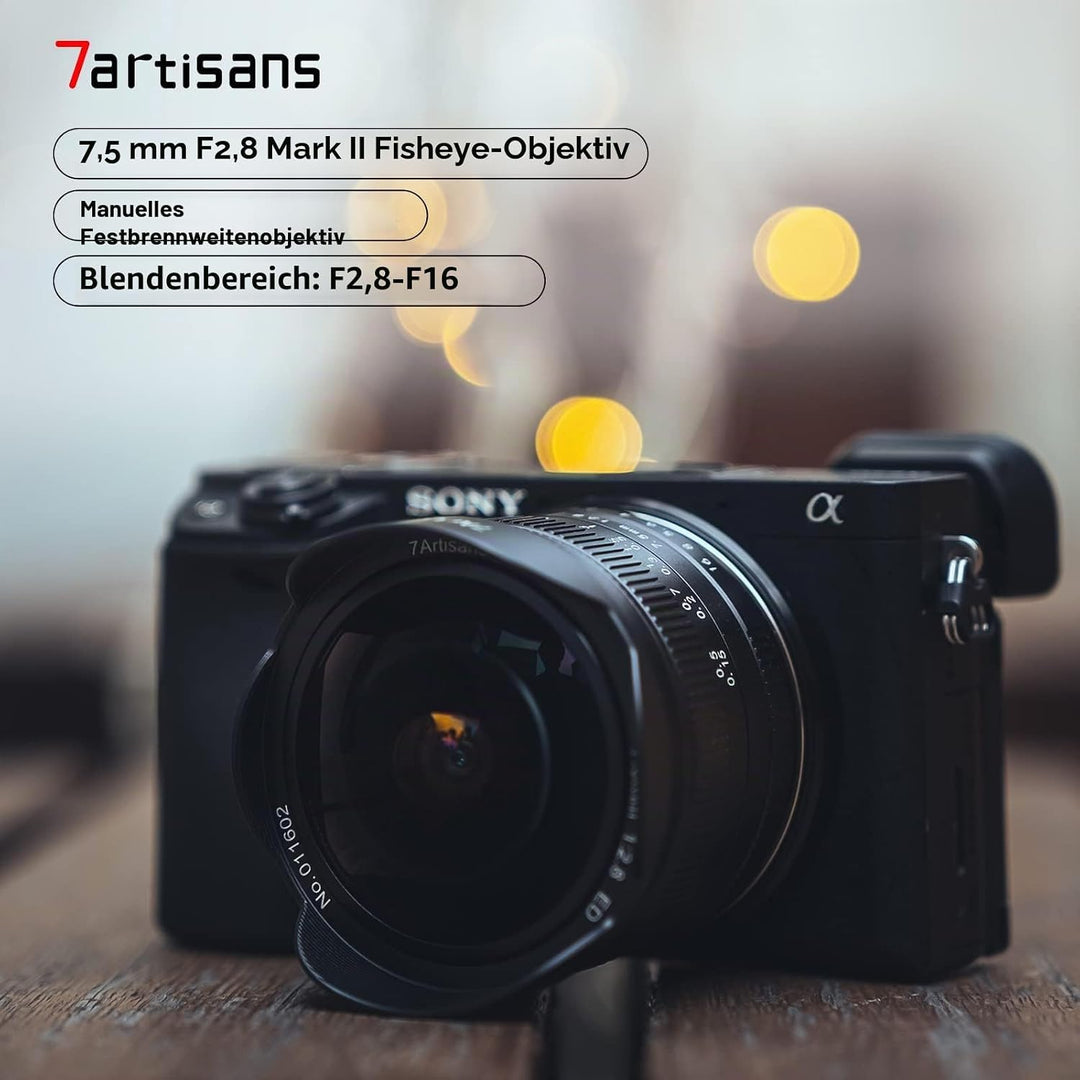 7artisans 7,5 mm f2.8 Mark II APS-C Fischaugen-Weitwinkel-Objektiv für spiegellose Canon R Mount Kam
