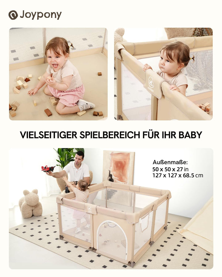 Laufstall Baby Beige 127×127 CM, Hellbeige 127×127 CM