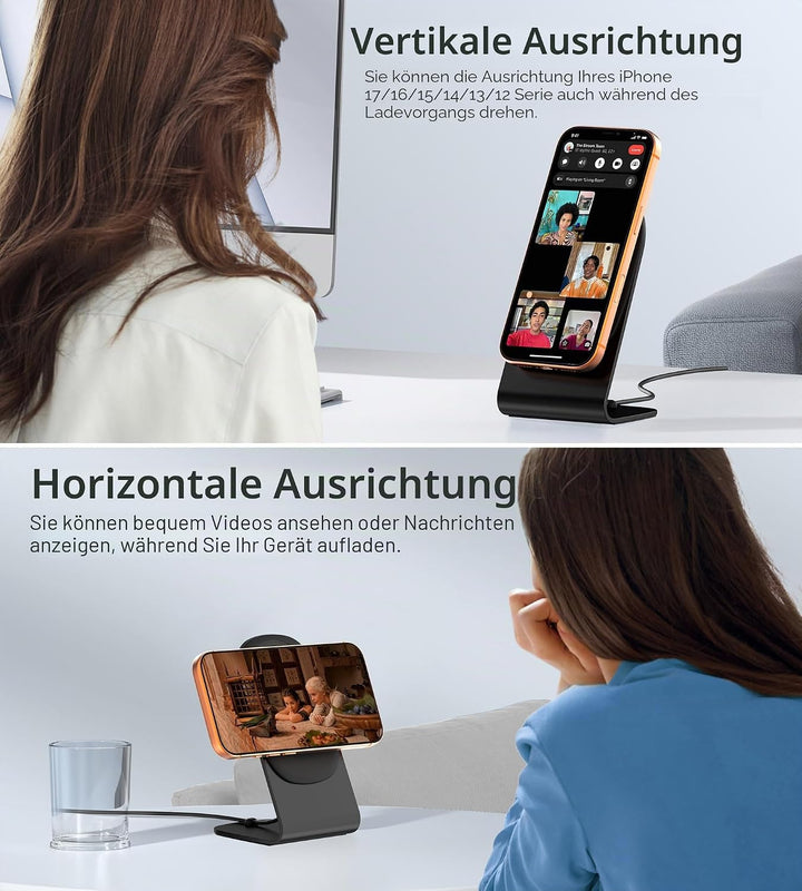 Induktive Ladestation Kompatibel mit Magnetisches Ladegerät, Wireless Charger Kabellos Schnellladege