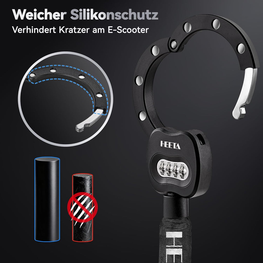 HEETA E Scooter Schloss Zahlenschloss, 8mm Fahrradschloss Hohe Sicherheit, e Roller Schloss Handsche