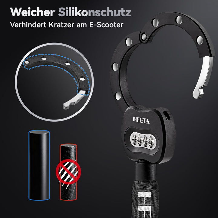 HEETA E Scooter Schloss Zahlenschloss, 8mm Fahrradschloss Hohe Sicherheit, e Roller Schloss Handsche