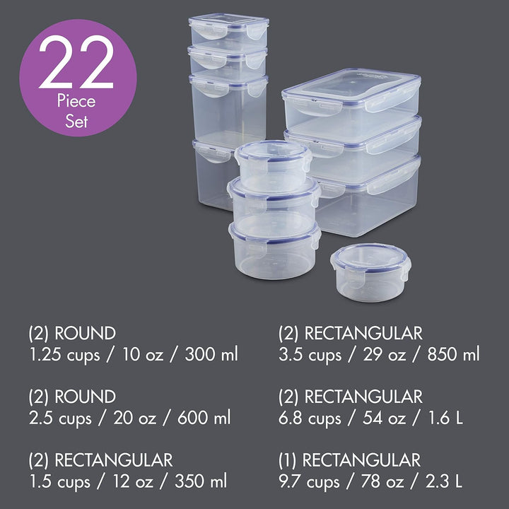 Lock &amp; Lock Easy Essentials Frischhaltedosen, luftdicht, BPA-frei, 22 Stück, transparent 22 Count, 2
