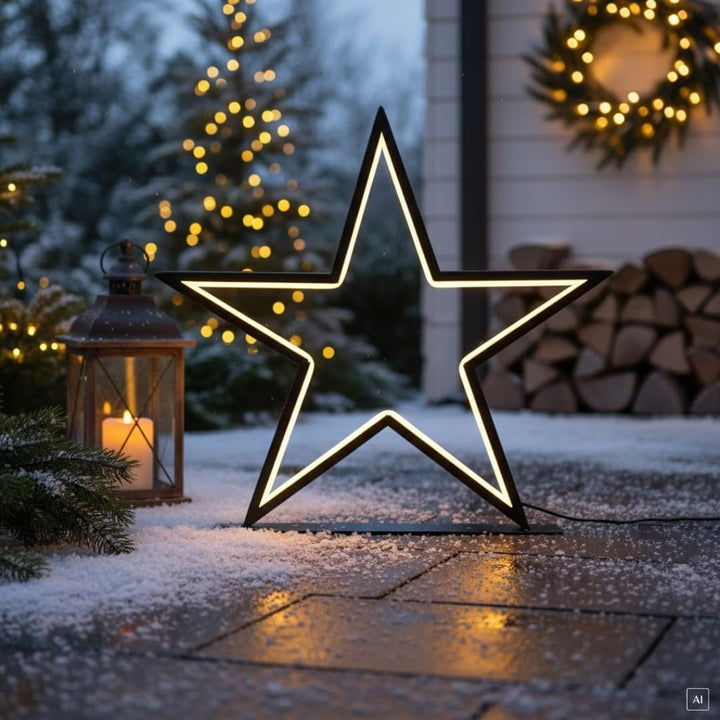 abc Home | Weihnachtsdeko Stern | Fensterdeko | LEDs | Elektrisch | für Aussenbereich geeignet (Schu