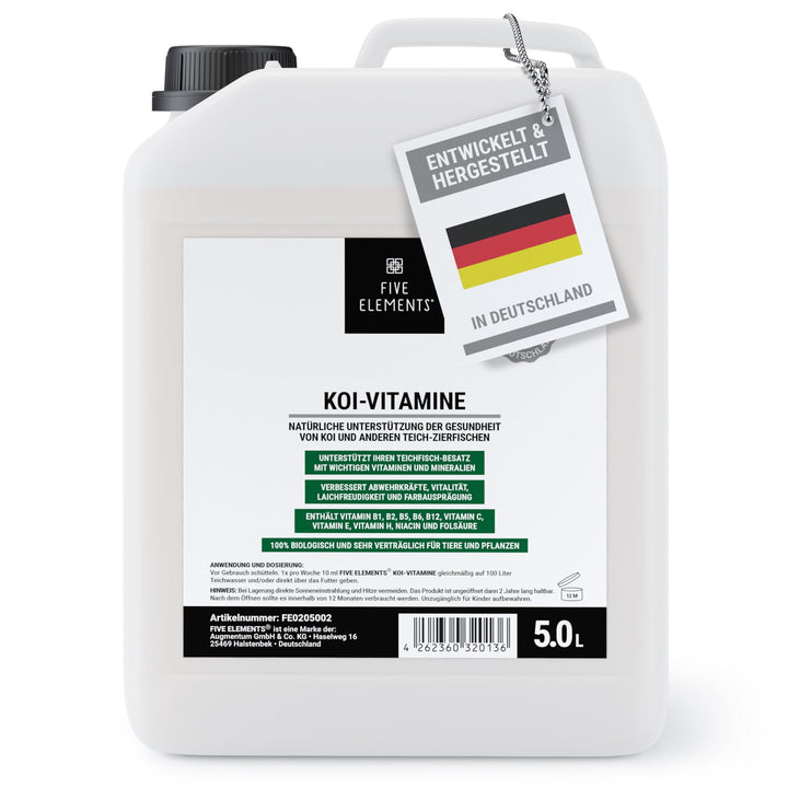 FIVE ELEMENTS Koi-Vitamine | 5,0 l flüssig | wichtige Vitamine und Mineralien | verbessert Abwehrkrä