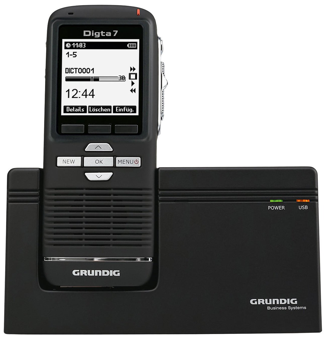 Grundig Digta 7 digitales Diktiergerät im Premium Set , Handgerät mit Dockingstation, Diktiersoftwar