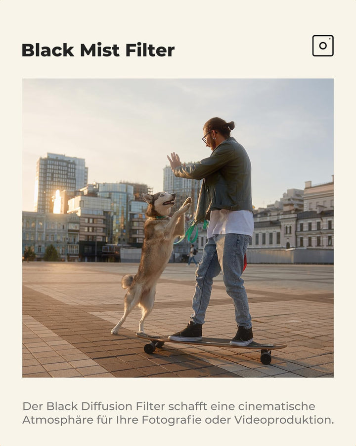 K&F CONCEPT Black Mist 1/8 Filter 52mm mit Objektivdeckel, Reinigungstuch, Schutzfilter mit Optische