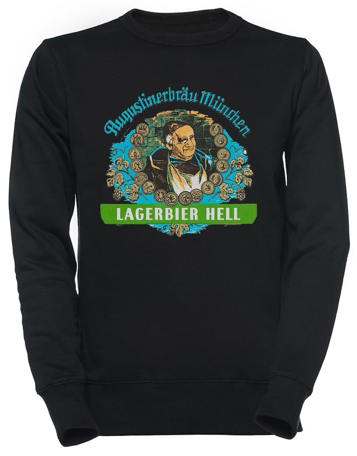 Luxogo Augustiner Munich Bee.Lagerbier Hell Unisex Schwarzer Pullover Herren Damen Unisex Black Jump