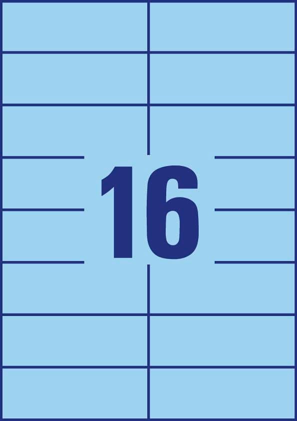 AVERY Zweckform 3453 Blaue Etiketten (1.600 Aufkleber, 105x37mm auf A4, permanent haftend, selbstkle