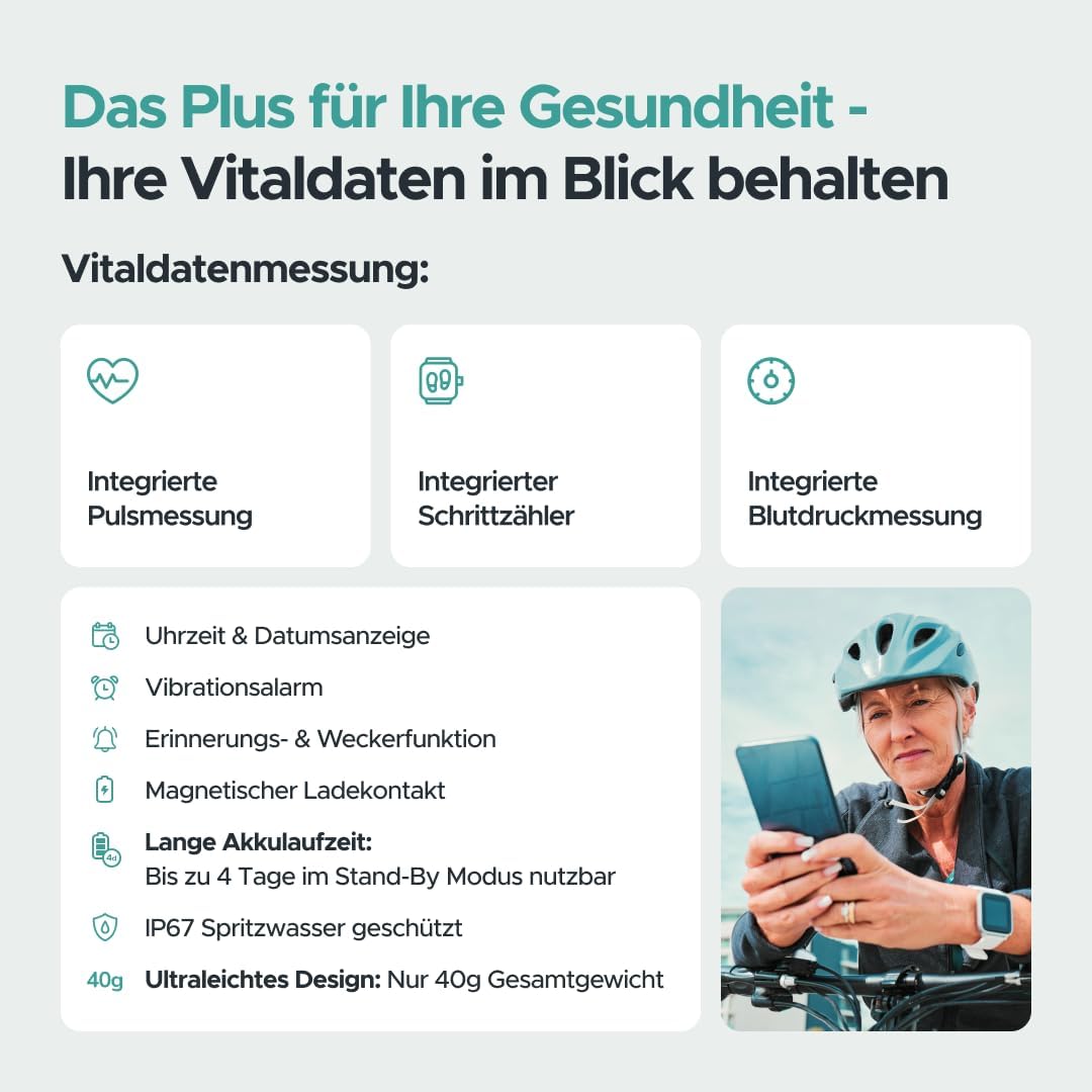 Notfall Uhr mit SOS-Notrufknopf & GPS-Ortung | Sturzerkennung, Telefonfunktion, SIM-Karte, freie Tar
