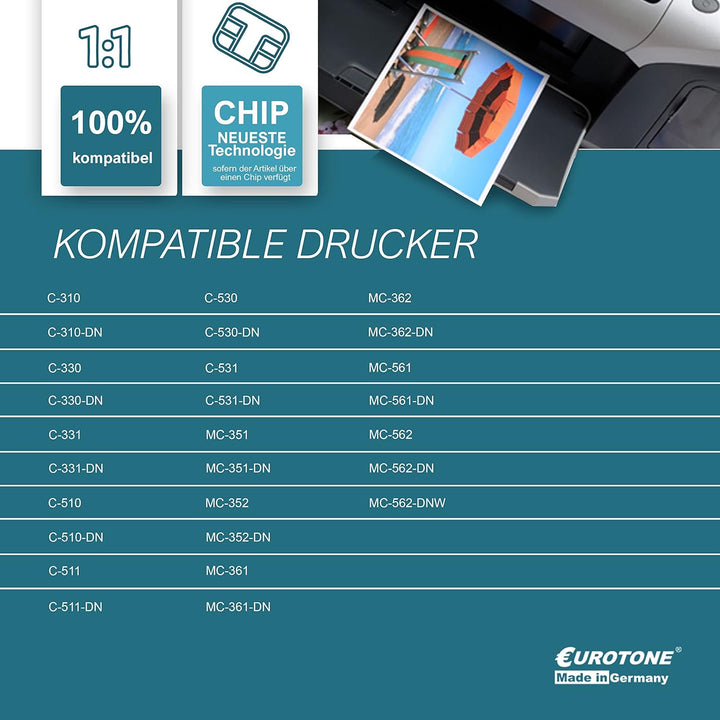 5X Kraft Office Supplies Toner kompatibel für Oki MC 351 352 361 362 561 562 DN DNW ersetzt Set aus