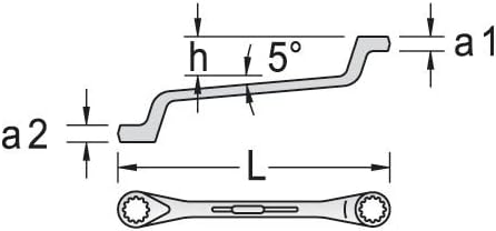 GEDORE Doppelringschlüssel, SW 41+46 mm, gekröpft, 5° abgewinkelt, dünn, 12-kant, UD-Profil, Schraub