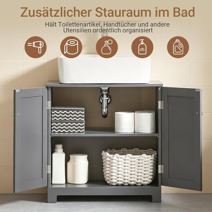 SoBuy BZR18-DG Waschbeckenunterschrank Badschrank Waschtisch Unterschrank Badmöbel dunkelgrau BHT ca