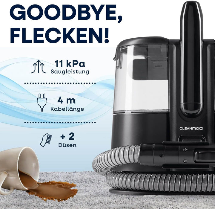 CLEANmaxx Pro Polsterreiniger Gerät 400W | kraftvoller Waschsauger mit Selbstreinigungsfunktion & 2