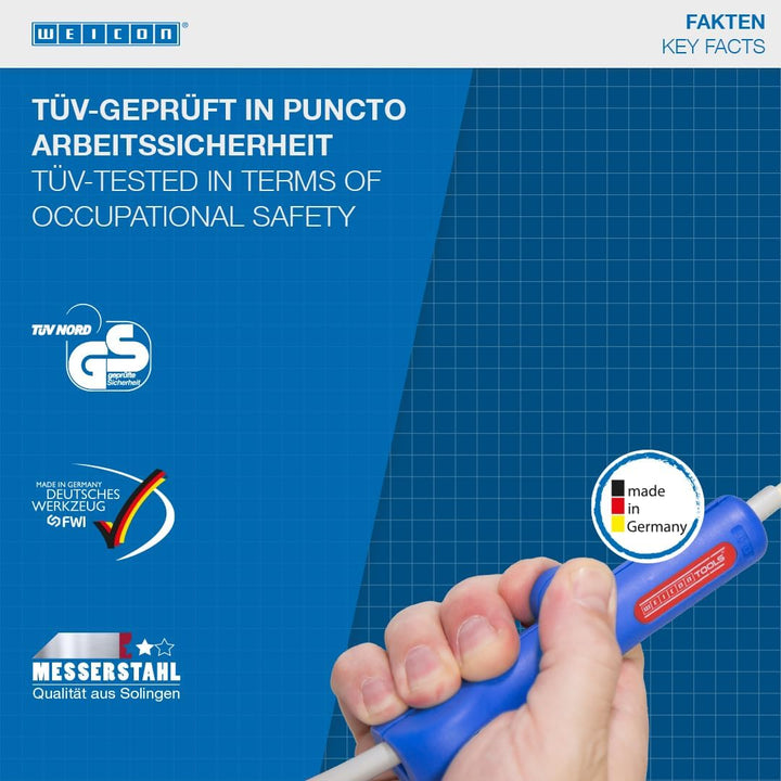 WEICON TOOLS Rundkabel-Stripper No. 13; Entmanteler für Rund- und Feuchtraumkabel von 6-13 mm Ø; Abm