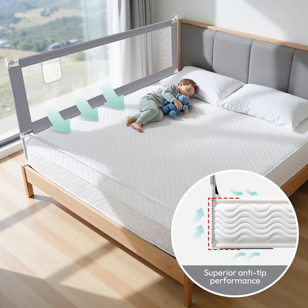 Rausfallschutz Bett (200cm+180cm) | Bettgitter Rausfallschutz für Boxspringbett, höhenverstellbar, m