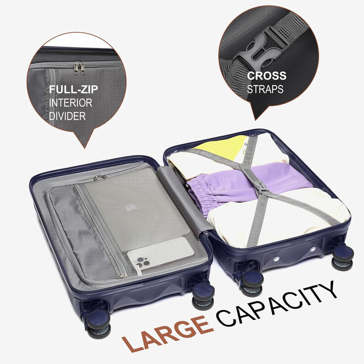 Sea choice Handgepäck Koffer Trolley ABS Leicht Reisekoffer Hardschale 4 Rollen und TSA Schloss Mit