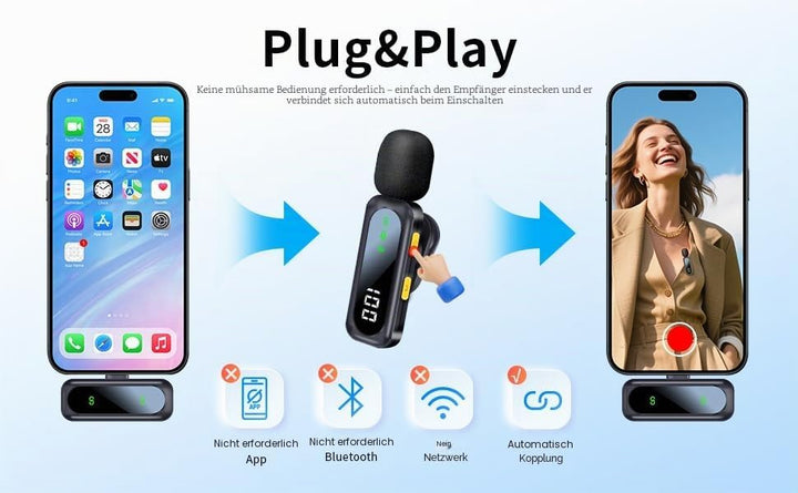 Mikrofone und Mini-Mikrofon mit magnetischem Clip-Mikrofon für iPhone und Android, Lavalier-Mikrofon