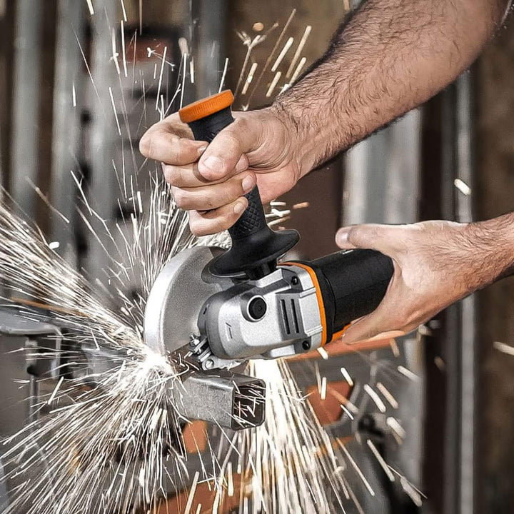 WORX WX800 Li-Ion Akku-Winkelschleifer 20V – Kompakter Schleifer mit schmalem Körper, Zusatzhandgrif