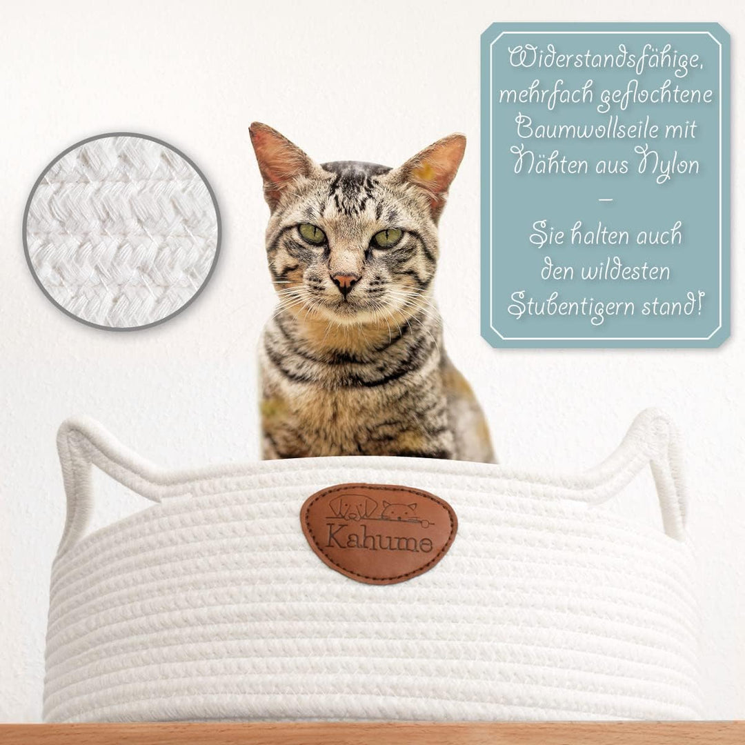 Katzenbett waschbar, Katzenkorb zum Schlafen aus Baumwollseilen, ECO Katzenkörbchen, Hundebett Korb